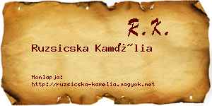 Ruzsicska Kamélia névjegykártya